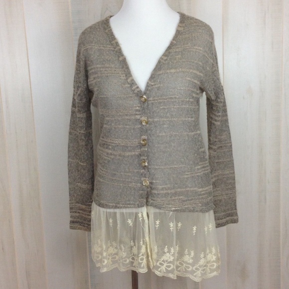 Altar'd State A'REVE Boho Cardigan Lace Hem Sz. S - Picture 2 of 9